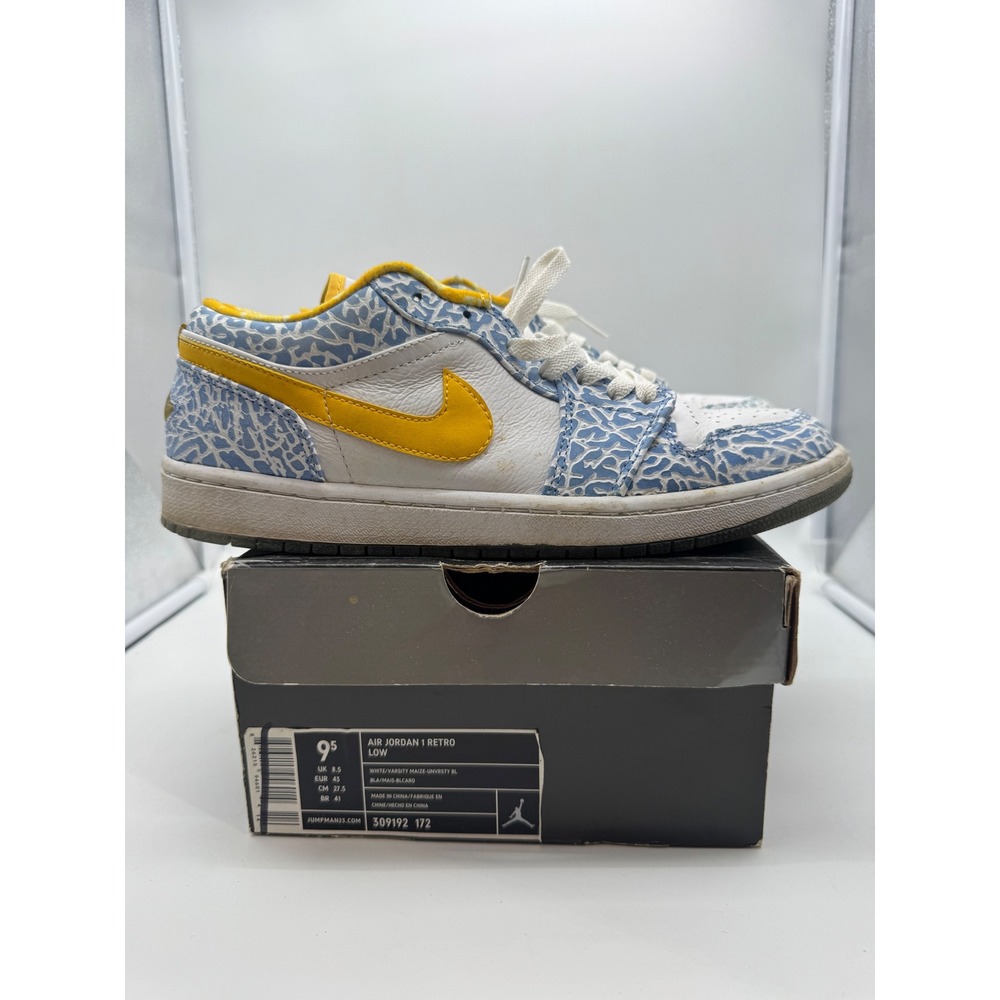 Nike Air Jordan 1 Low Shoes West Coast‎ 309192-172 Men's 9.5 Elephant Print Blue